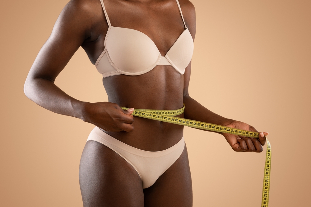 Weight,Loss,,Slimming,Concept,,Unrecognizable,Black,Woman,With,Slim,Body